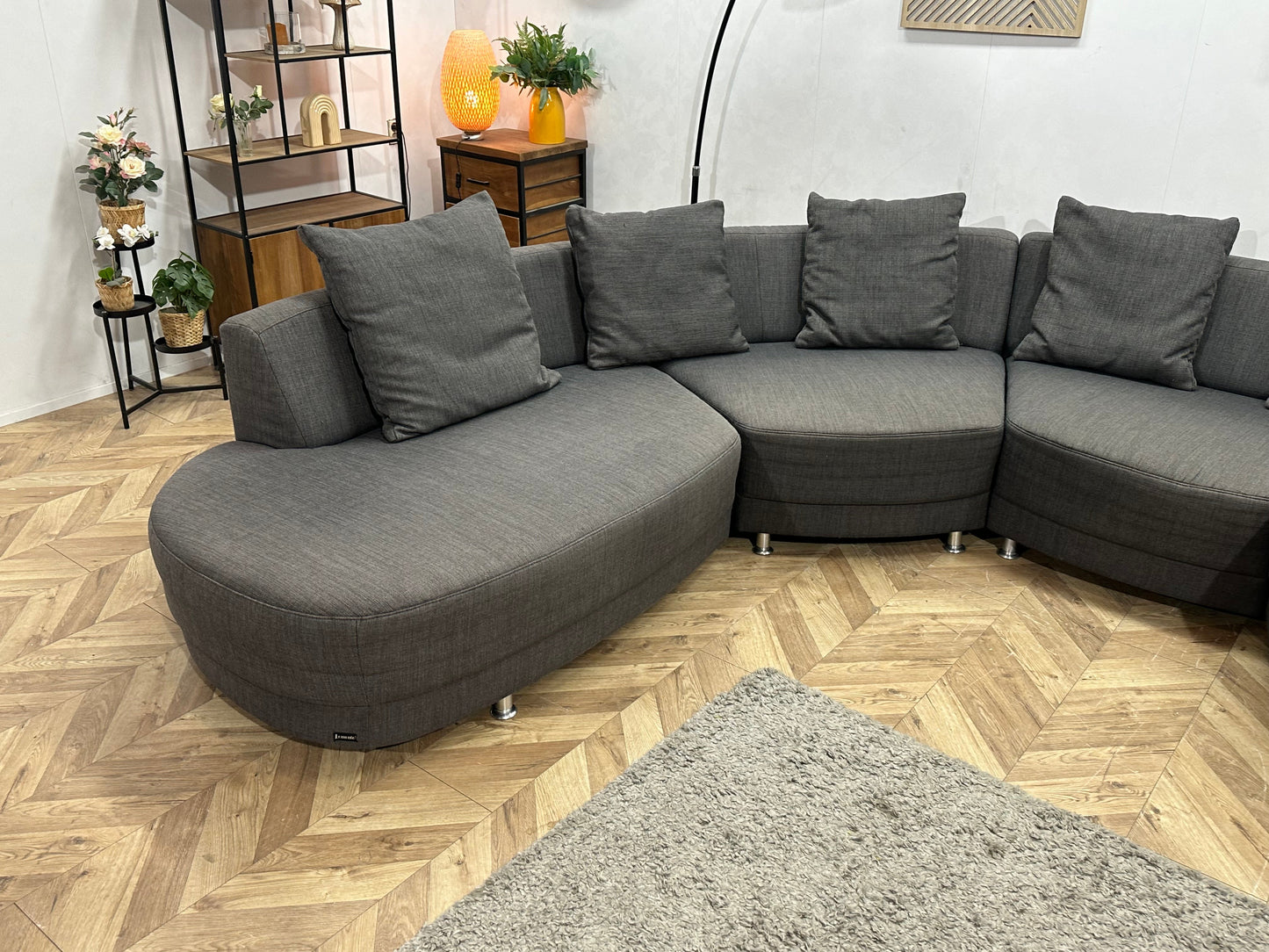 Lamonta Antraciet Design U Zetel Inc Hocker ~ Losse Rugkussens Met Afneembare Hoezen
