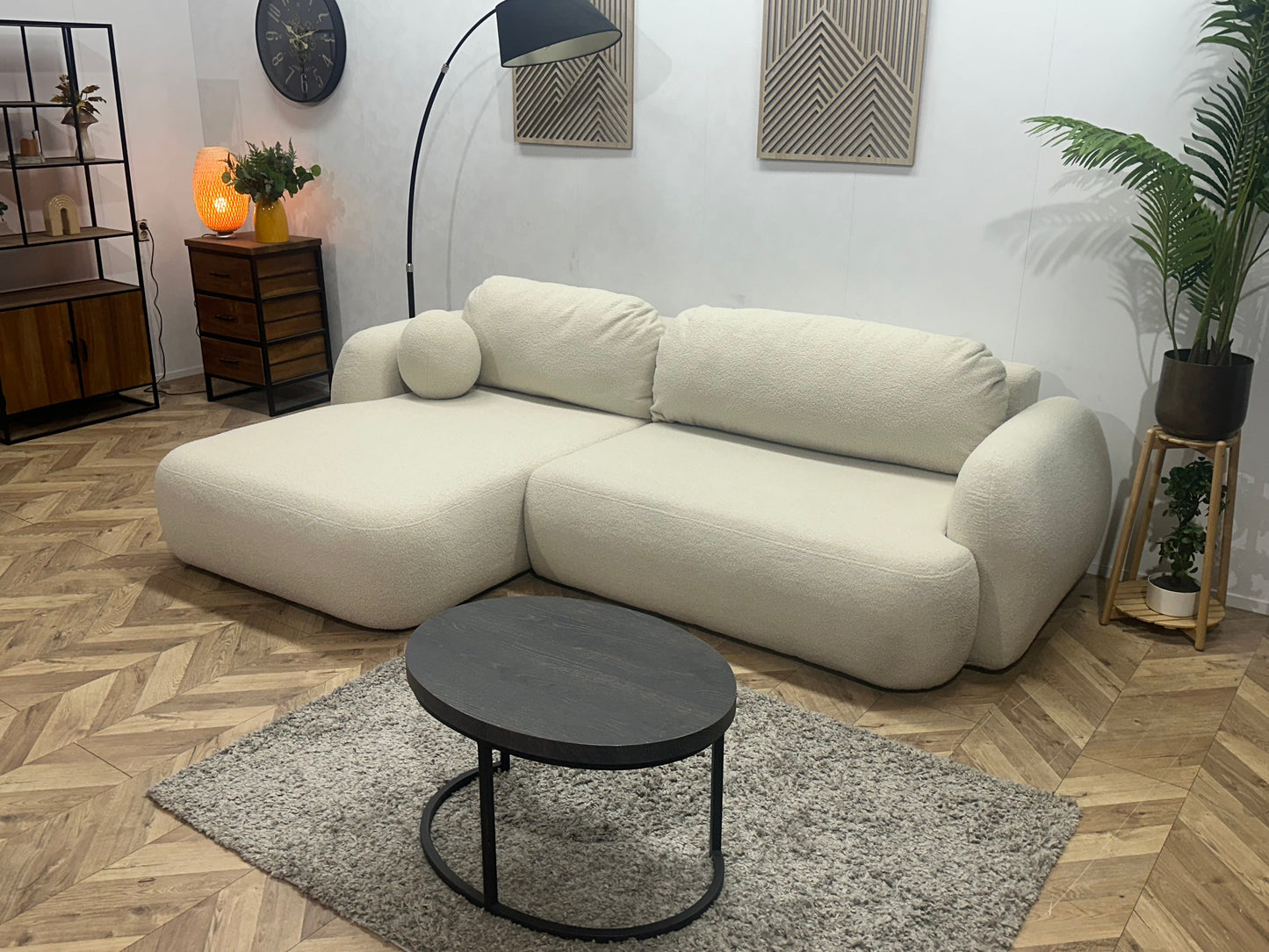 !Showroommodel! Witte Bouclé Stoffen Hoekzetel