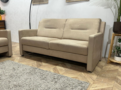 Beige Suede Stoffen/Lederen Zetels Set ~ Vaste Kussens