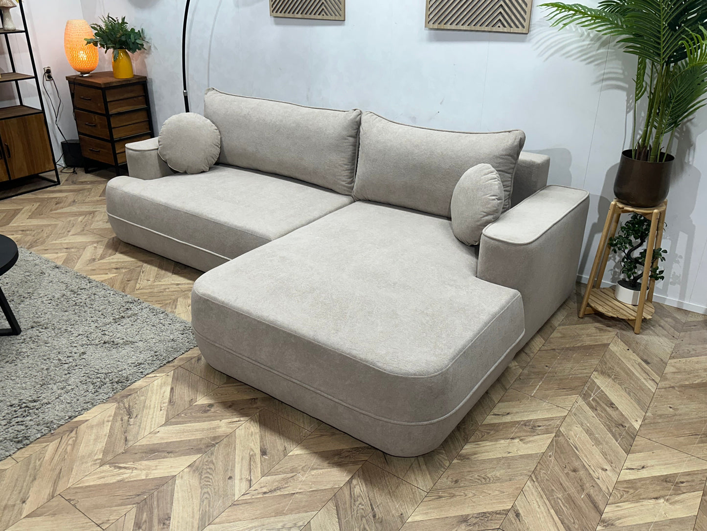 !Showroommodel! Licht Grijze Velvet Hoekzetel