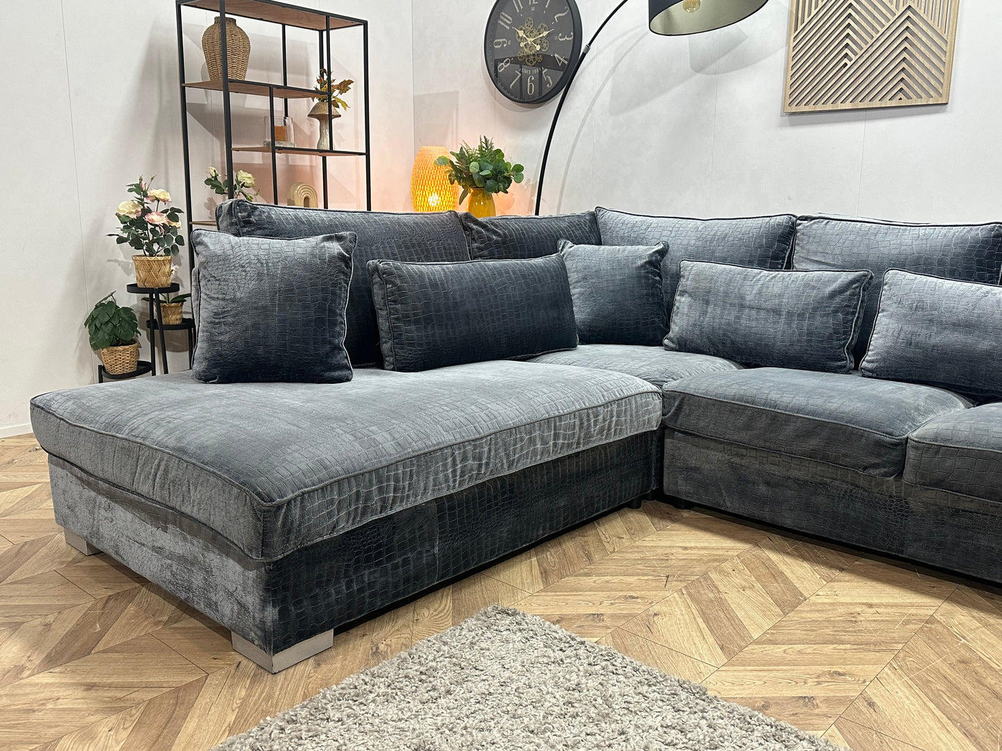 Blauwe Croco Stoffen U Zetel ~ Losse Kussens Met Afneembare Hoezen