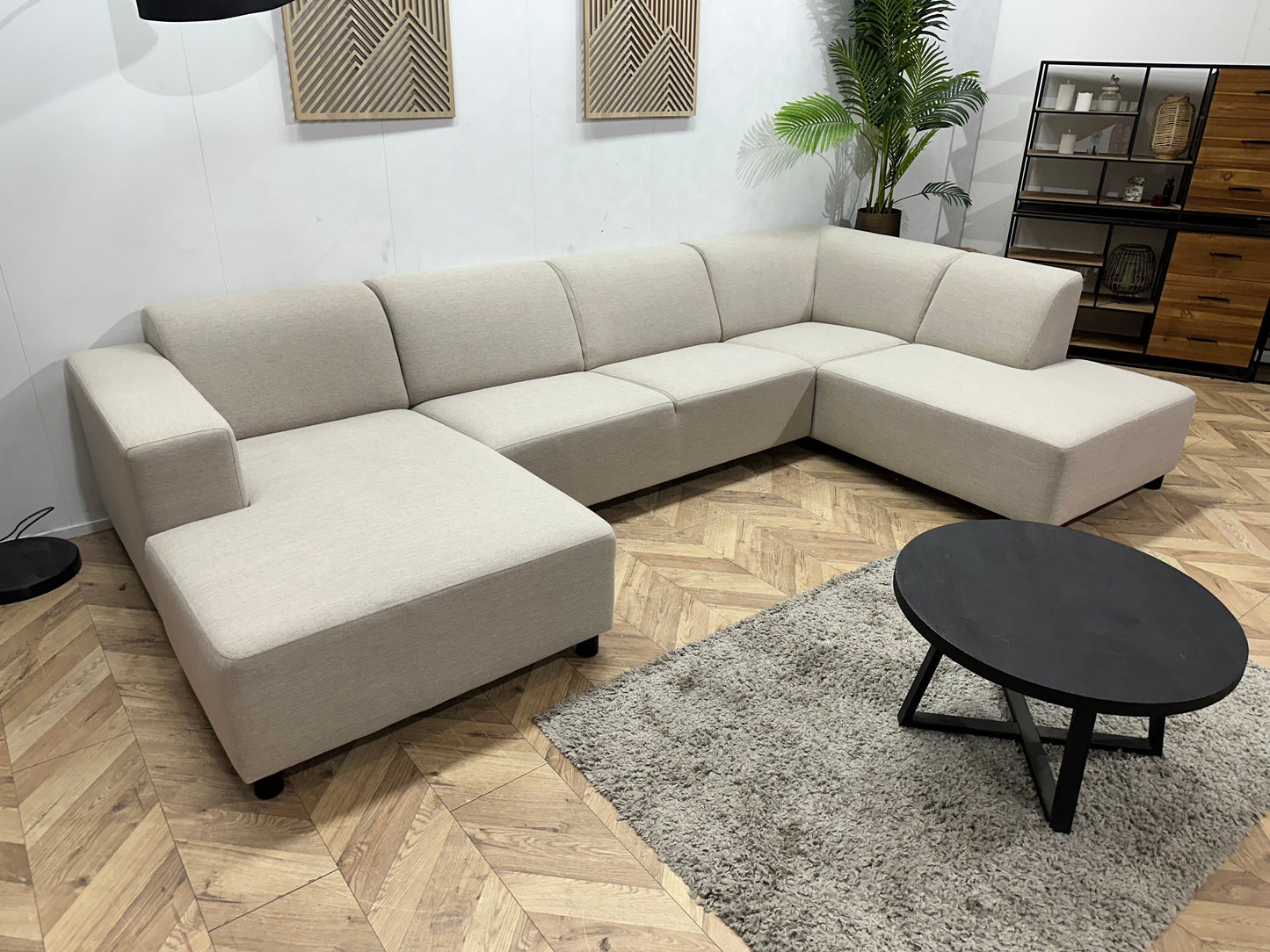 SoTrue Beige Stoffen U Zetel ~ Vaste Kussens