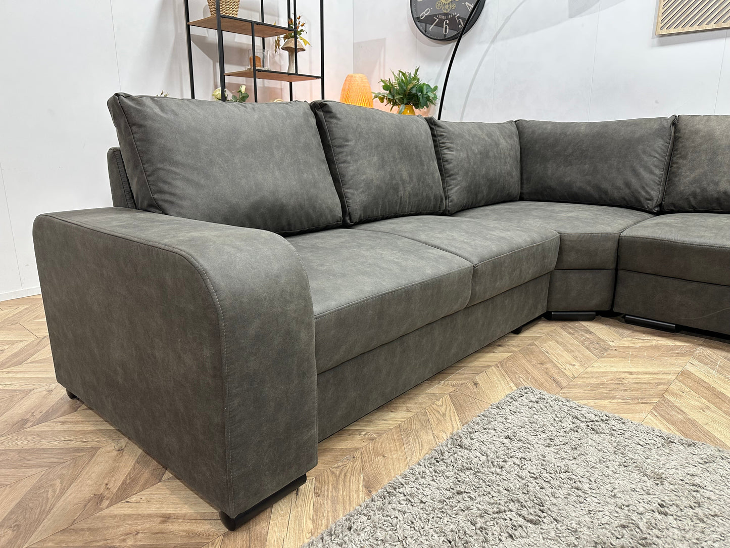 !Showroommodel! Antraciet Suède Stoffen U Zetel