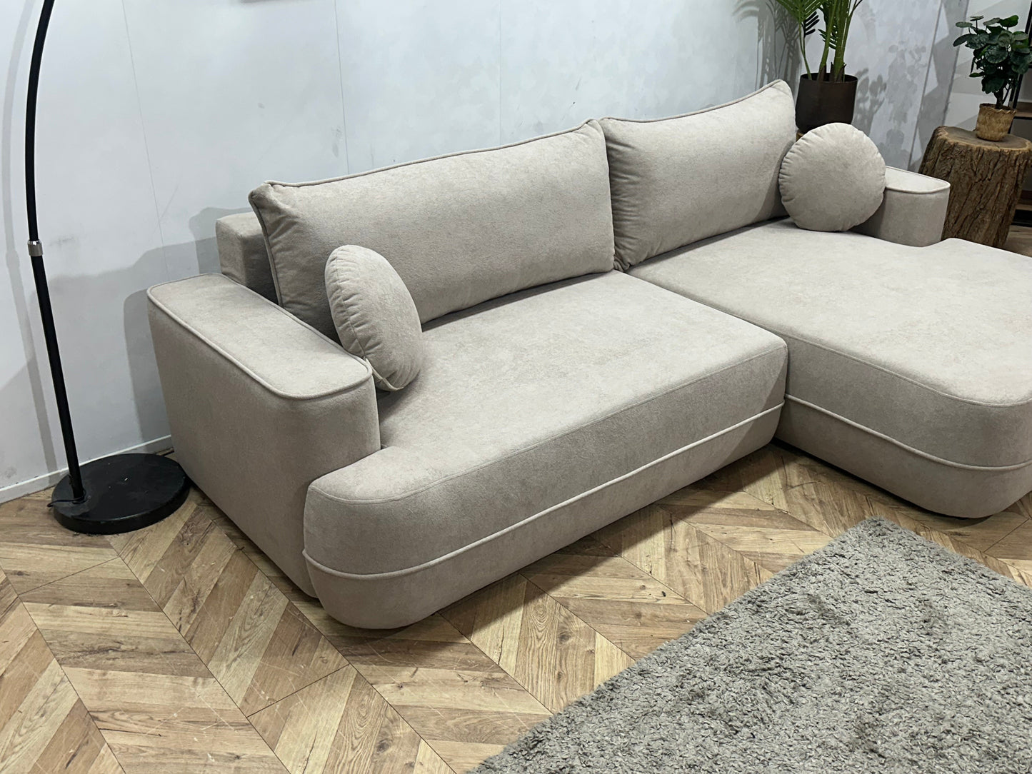 !Showroommodel! Licht Grijze Velvet Hoekzetel