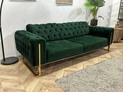 Groene Velvet 2.5-Zits Zetel ~ Vaste Kussens