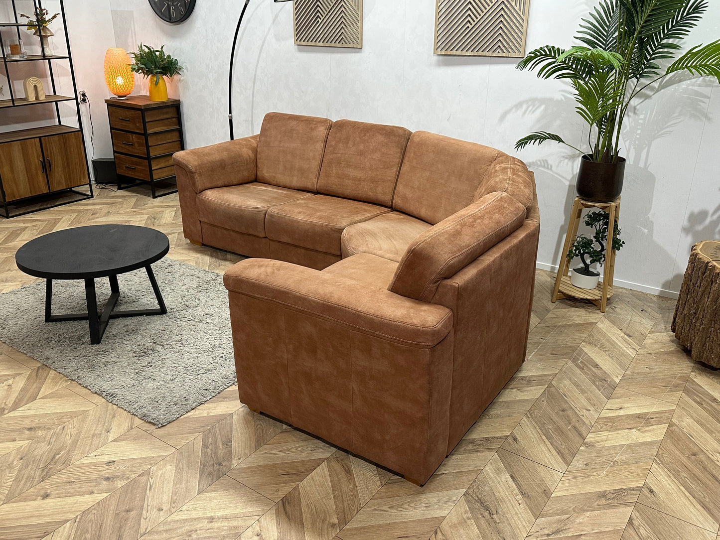 Cognac Bruine Suède Stoffen Hoekzetel ~ Vaste Kussens