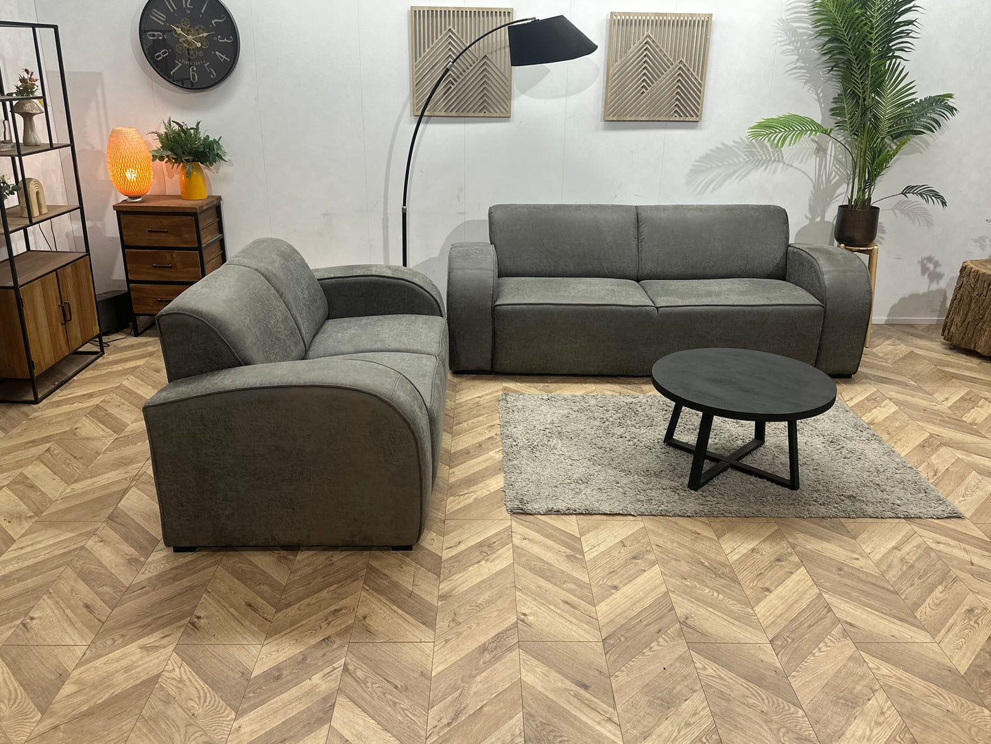 Grijze Suède Stoffen Zetels Set ~ Nieuwstaat
