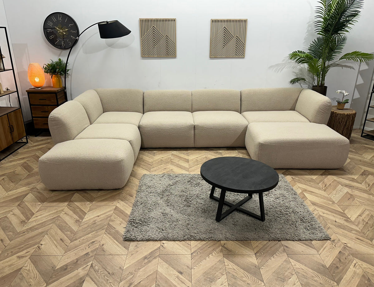 !Showroommodel! Beige Bouclé Stoffen U Zetel