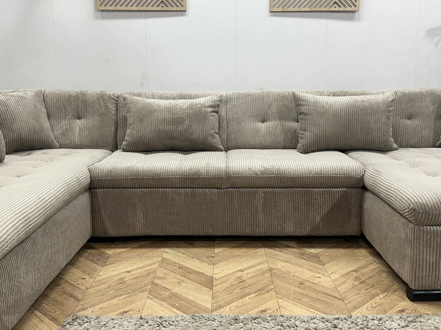 !Showroommodel! Licht Bruine Ribstof U Zetel