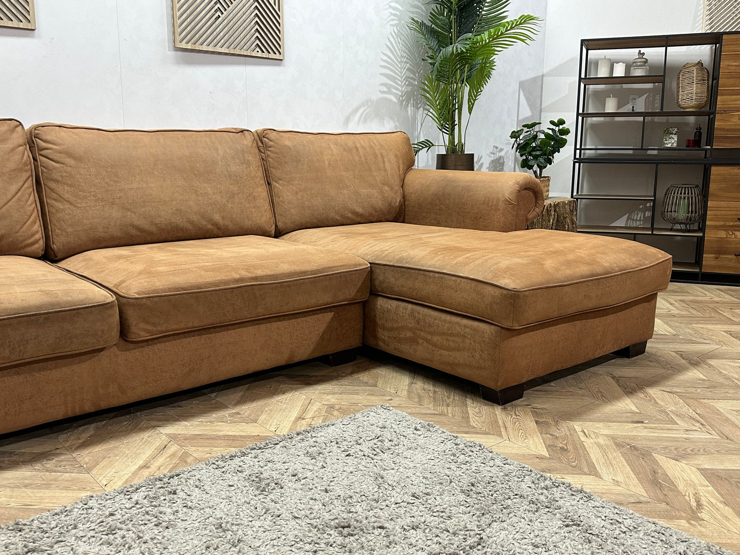 Urban Sofa Cognac Bruine Suède Stoffen ~ Losse Kussens Met Afneembare Hoezen