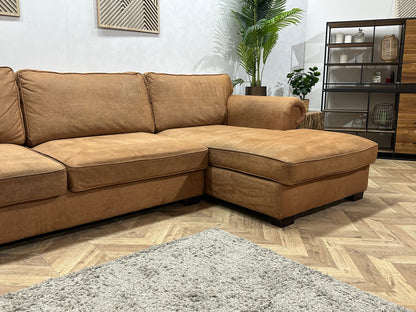 Urban Sofa Cognac Bruine Suède Stoffen ~ Losse Kussens Met Afneembare Hoezen