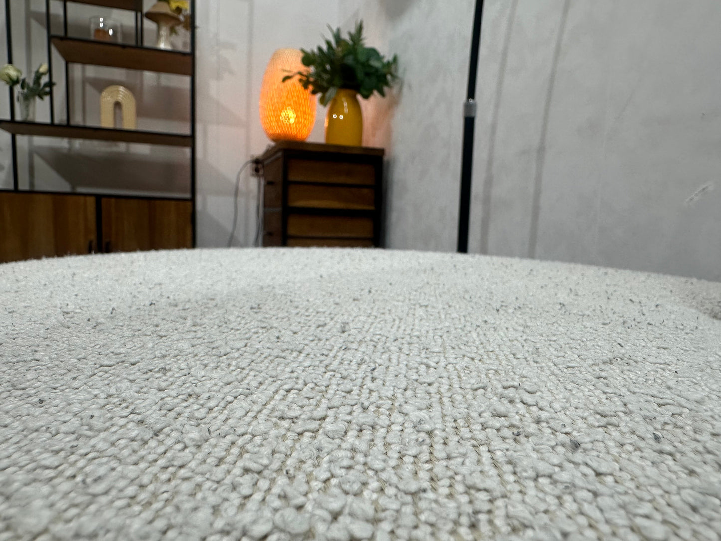 Witte Bouclé Stoffen Hoekzetel ~ Vaste Kussens