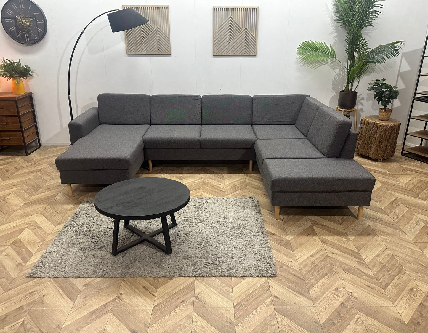 Antraciet U Zetel ~ Losse Rugkussens Met Afneembare Hoezen