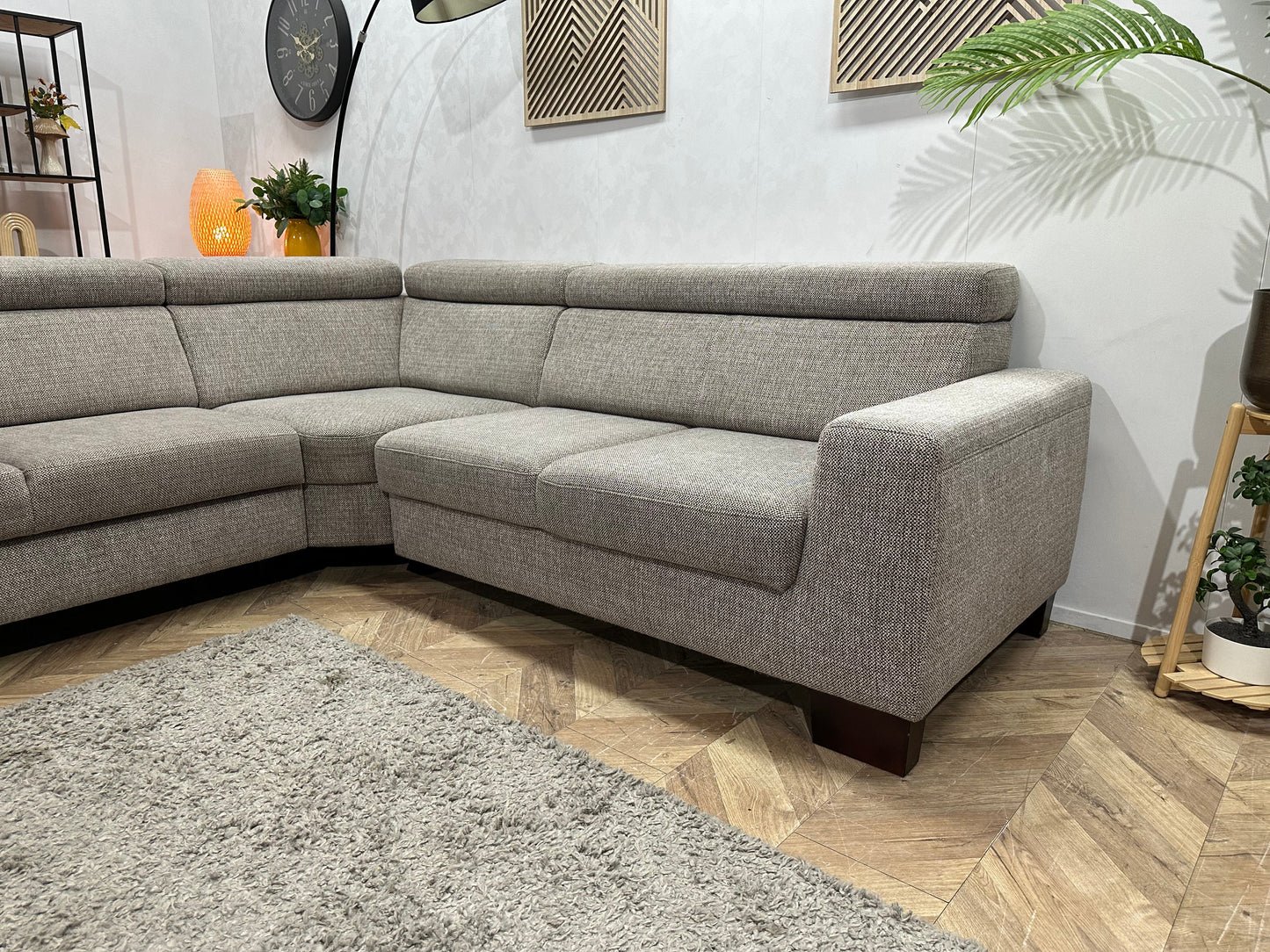 Beige Stoffen Hoekzetel ~ Verstelbare Arm/Hoofdsteunen