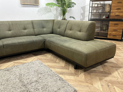 Groene Suède Stoffen Hoekzetel Inc Hocker ~ Vaste Kussens