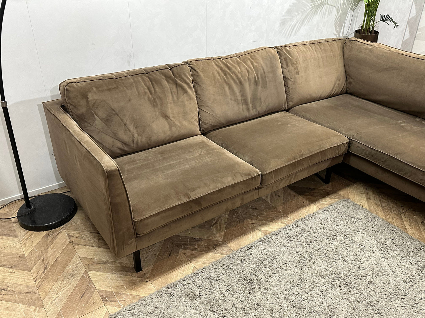 Lifestyle Home Collection Bruine Velvet Hoekzetel ~ Losse Kussens Met Afneembare Hoezen