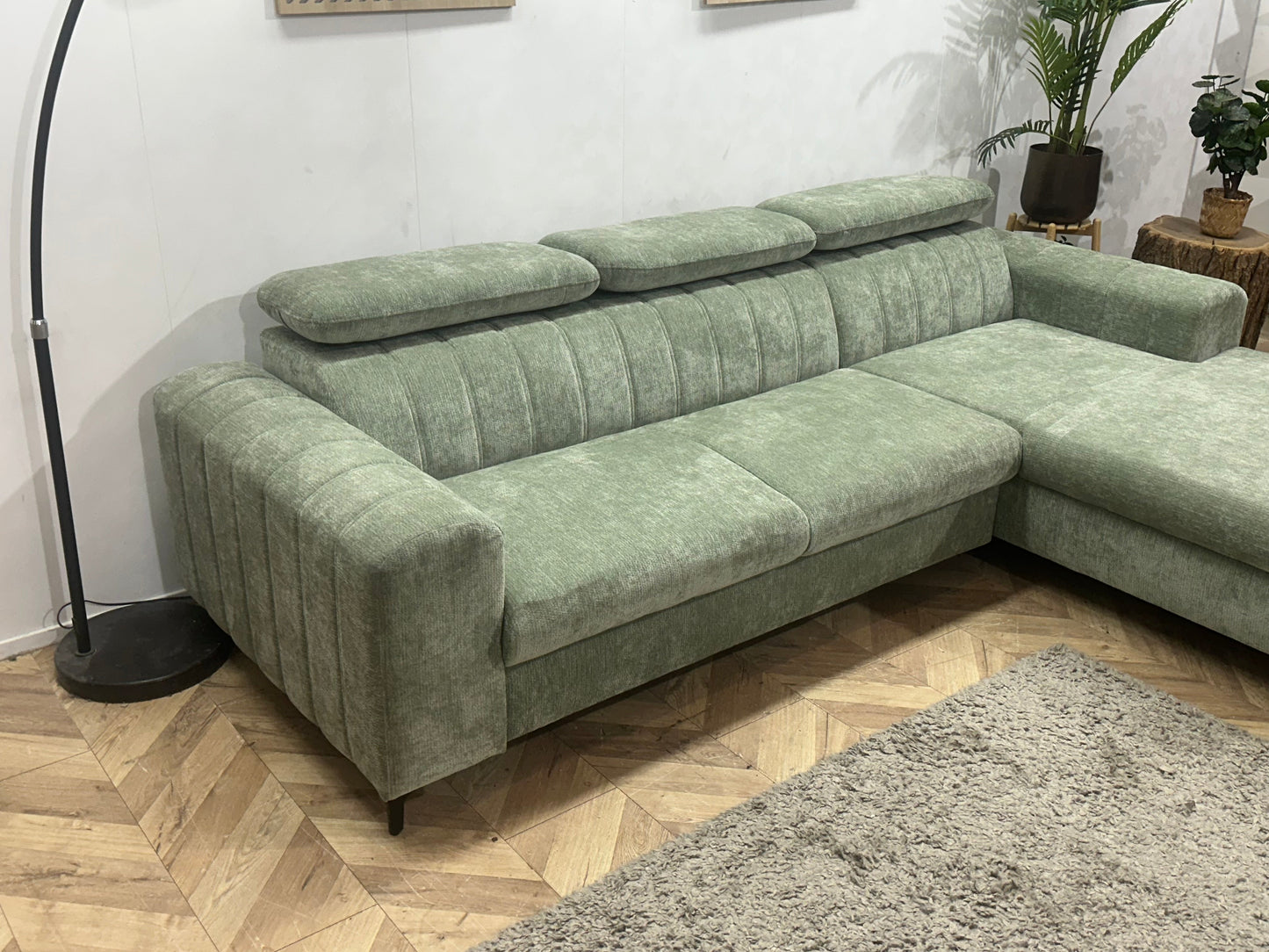!Showroommodel! Groene Cremona Hoekzetel ~ Verstelbare Hoofdsteunen