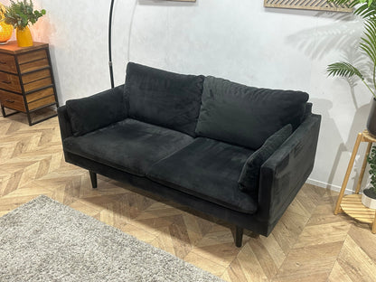 Zwarte Velvet 2-Zits Zetel ~ Losse Kussens Met Afneembare Hoezen