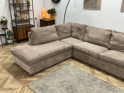 Beige Ribstof Hoekzetel ~ Losse Kussens Met Afneembare Hoezen