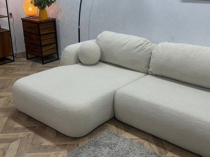 !Showroommodel! Witte Bouclé Stoffen Hoekzetel