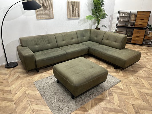 Groene Suède Stoffen Hoekzetel Inc Hocker ~ Vaste Kussens
