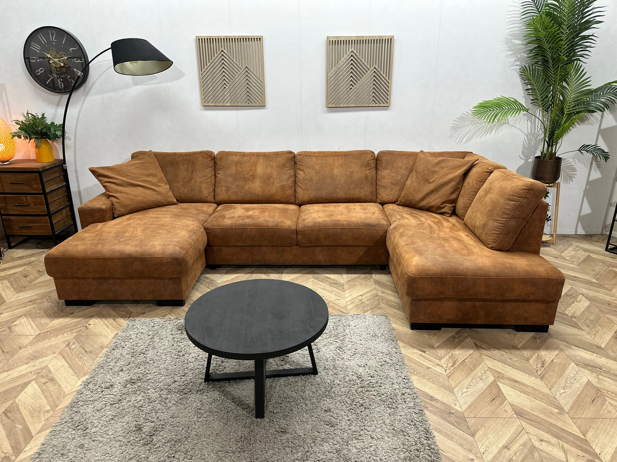 Cognac Bruine Suède Stoffen U Zetel ~ Losse Rug Kussens
