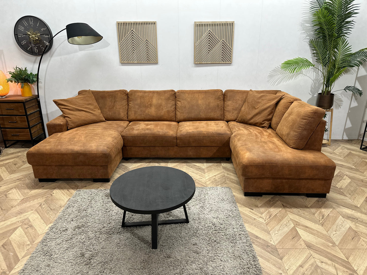 Cognac Bruine Suède Stoffen U Zetel ~ Losse Rug Kussens