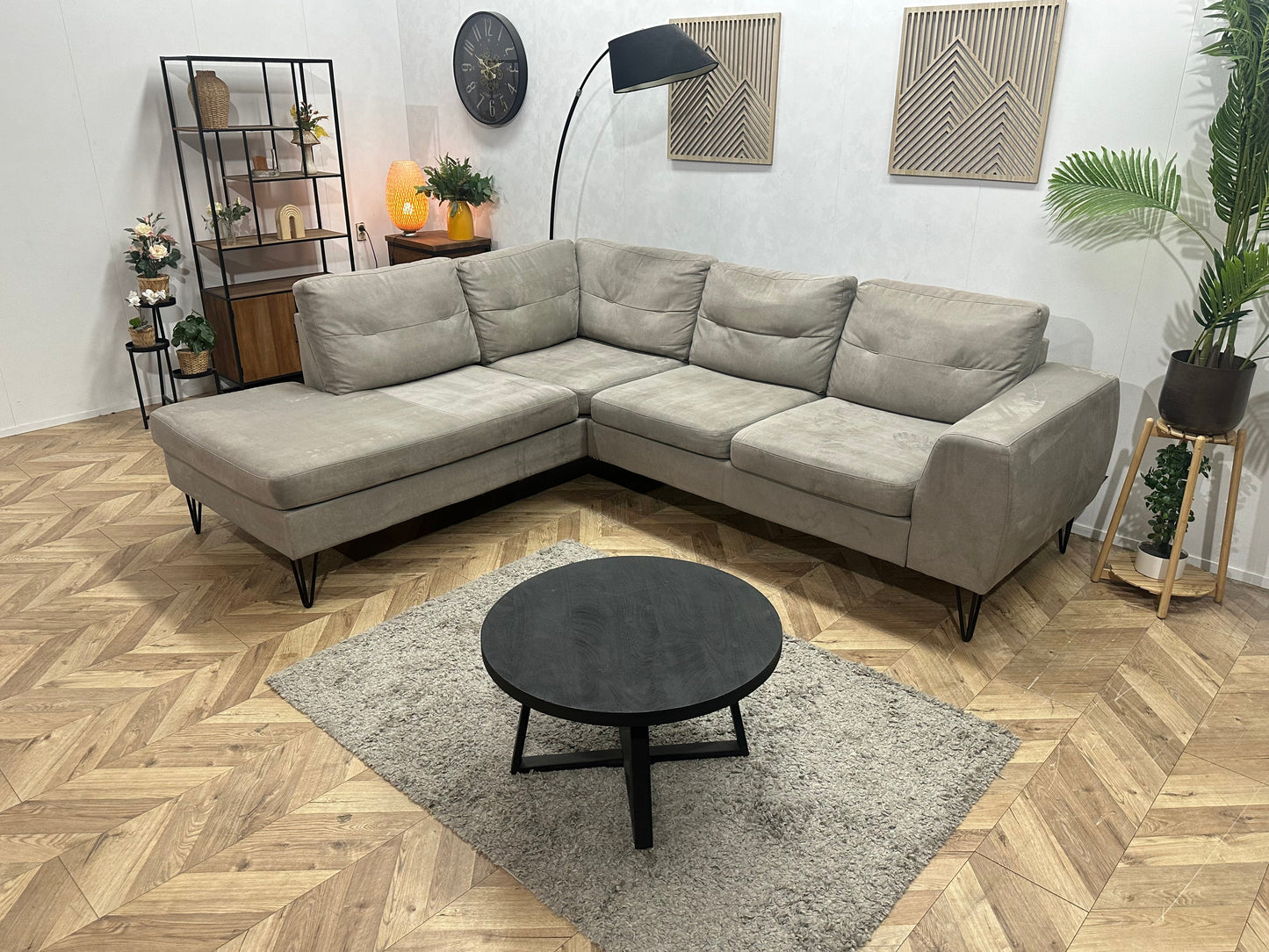 Xooon Beige/Grijze Suede Stoffen Hoekzetel ~ Inruilvoordeel