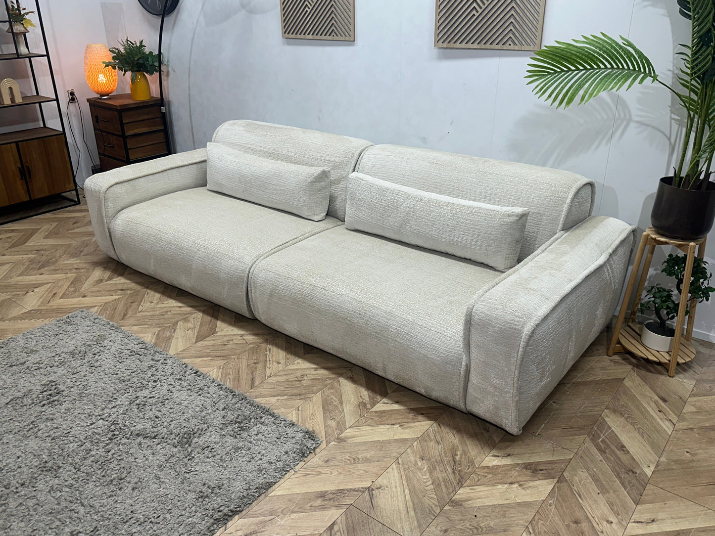 Agpol Witte Cremona Stoffen 3-Zits Zetel Inc Hocker ~ Nieuwstaat