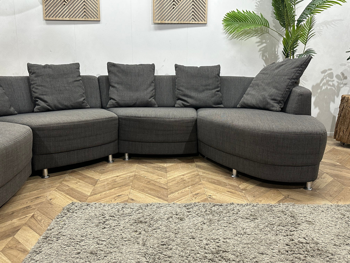 Lamonta Antraciet Design U Zetel Inc Hocker ~ Losse Rugkussens Met Afneembare Hoezen