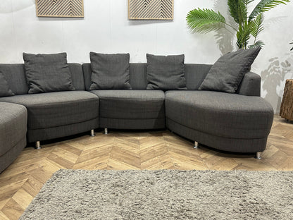 Lamonta Antraciet Design U Zetel Inc Hocker ~ Losse Rugkussens Met Afneembare Hoezen