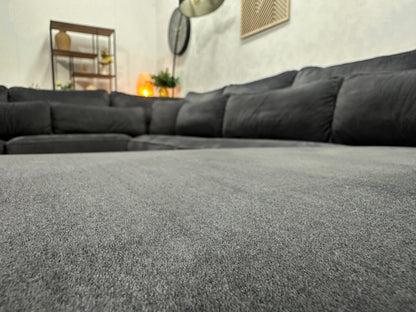 Antraciet Velvet U Zetel ~ Losse Kussens Met Afneembare Hoezen