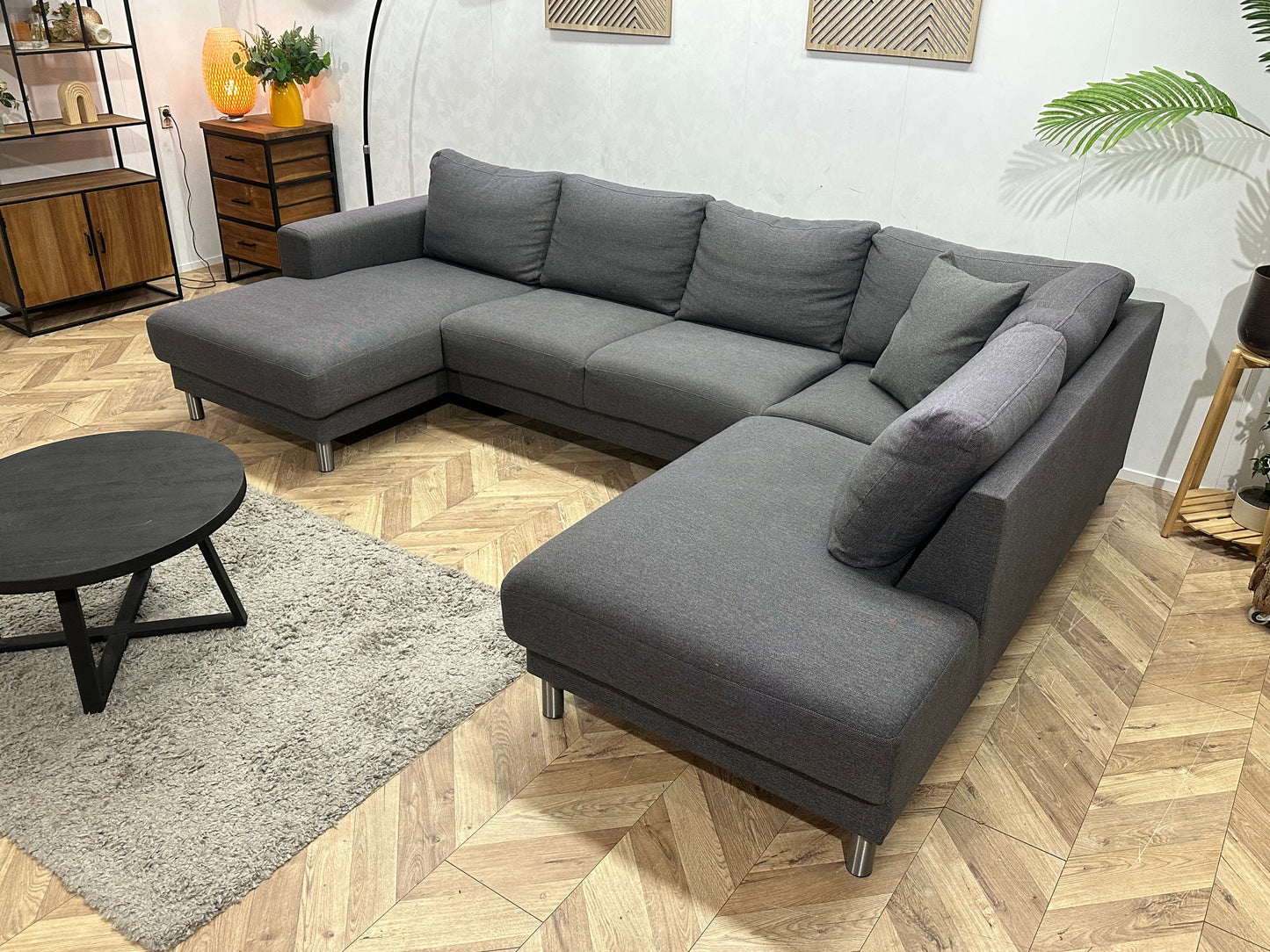 Antraciet U Zetel ~ Losse Rugkussens Met Afneembare Hoezen