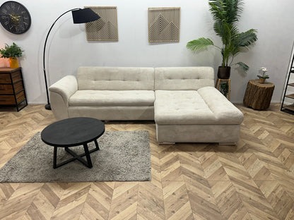 !Showroommodel! Witte/Crème  Ribstof Hoekzetel ~ Slaapfunctie