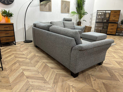 Licht Grijze Stoffen Hoekzetel Inc Hocker ~ Losse Rugkussens