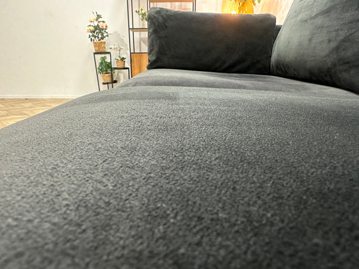 Zwarte Velvet 2-Zits Zetel ~ Losse Kussens Met Afneembare Hoezen