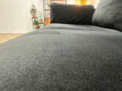 Zwarte Velvet 2-Zits Zetel ~ Losse Kussens Met Afneembare Hoezen