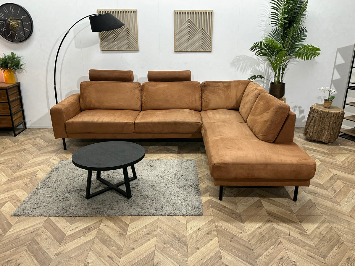 Cognac Bruine Suède Stoffen Hoekzetel ~ Inruilvoordeel