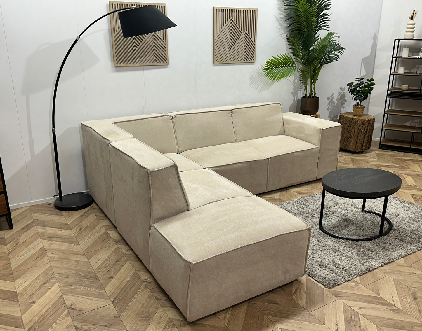!Showroommodel! Crème Suède Stoffen Hoekzetel