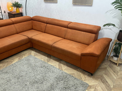 Cognac Bruine Suède Stoffen Hoekzetel ~ Verstelbare Arm/ Hoofdsteunen