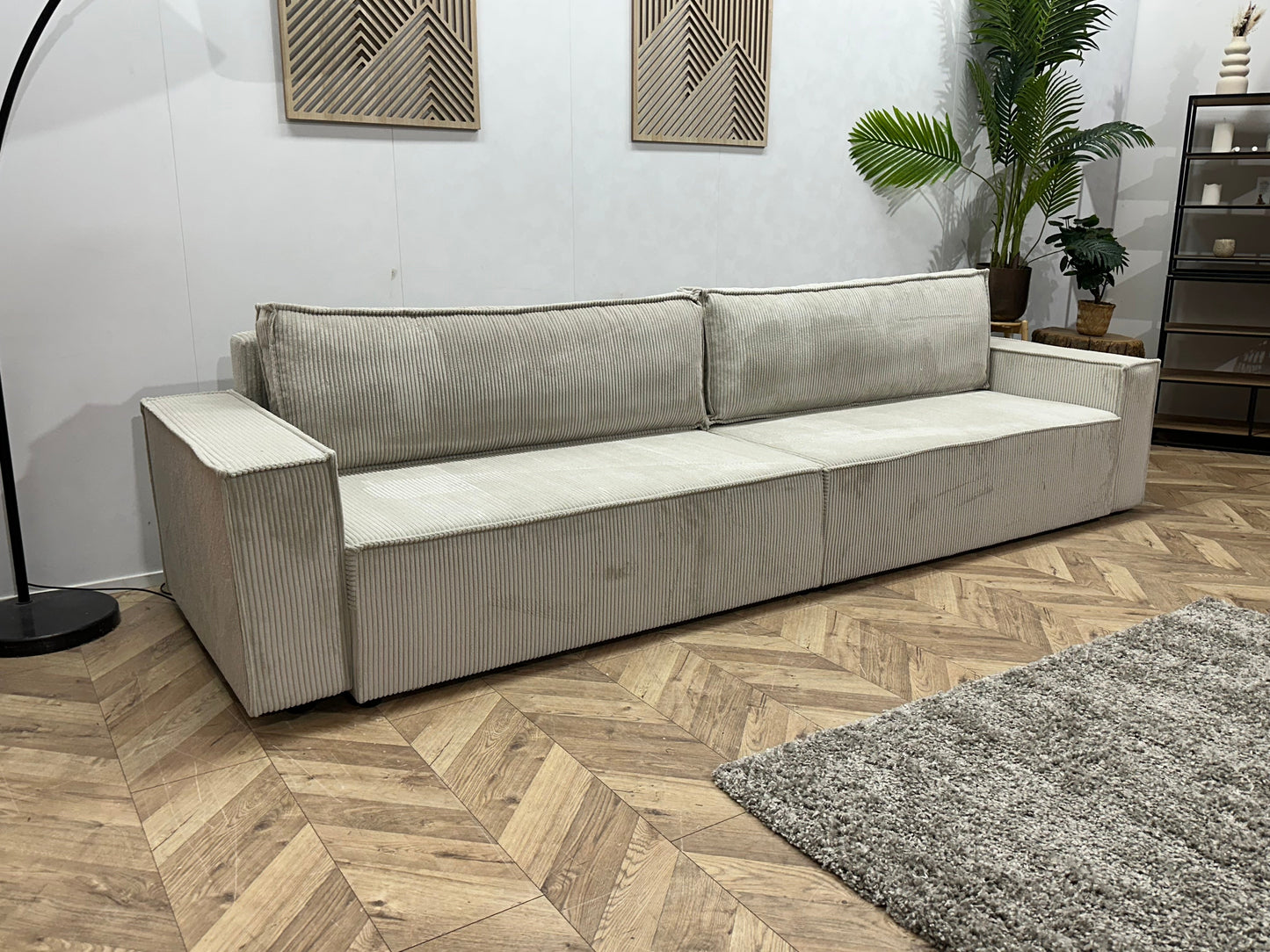 !Showroommodel! Witte Ribstof 4-Zits  Zetel