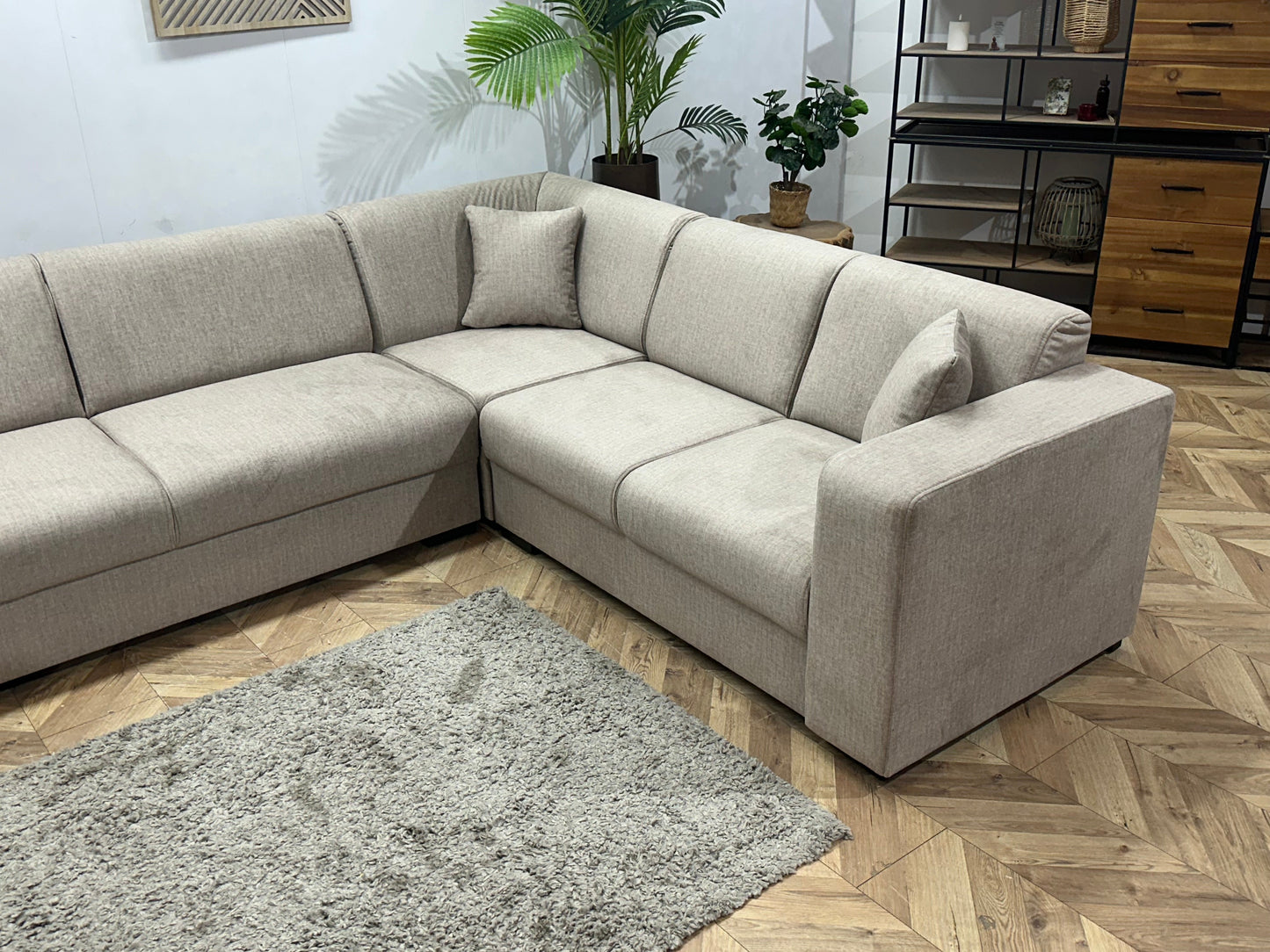 !Showroommodel! Beige Velvet Hoekzetel