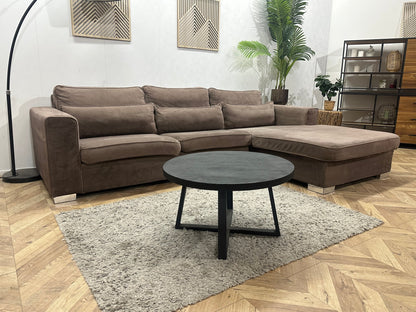 Bruine Velvet Hoekzetel ~ Losse Kussens Met Afneembare Hoezen