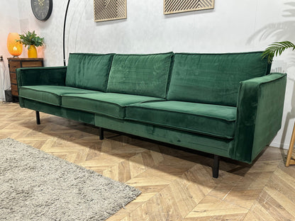 Be Pure Groene Velvet 3-Zits Zetel Inc Hocker ~ Losse Kussens Met Afneembare Hoezen