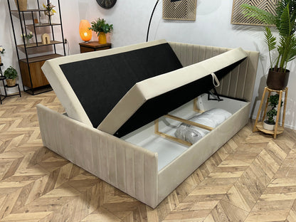 !Showroommodel! Beige Velvet Boxspring Inc Topper