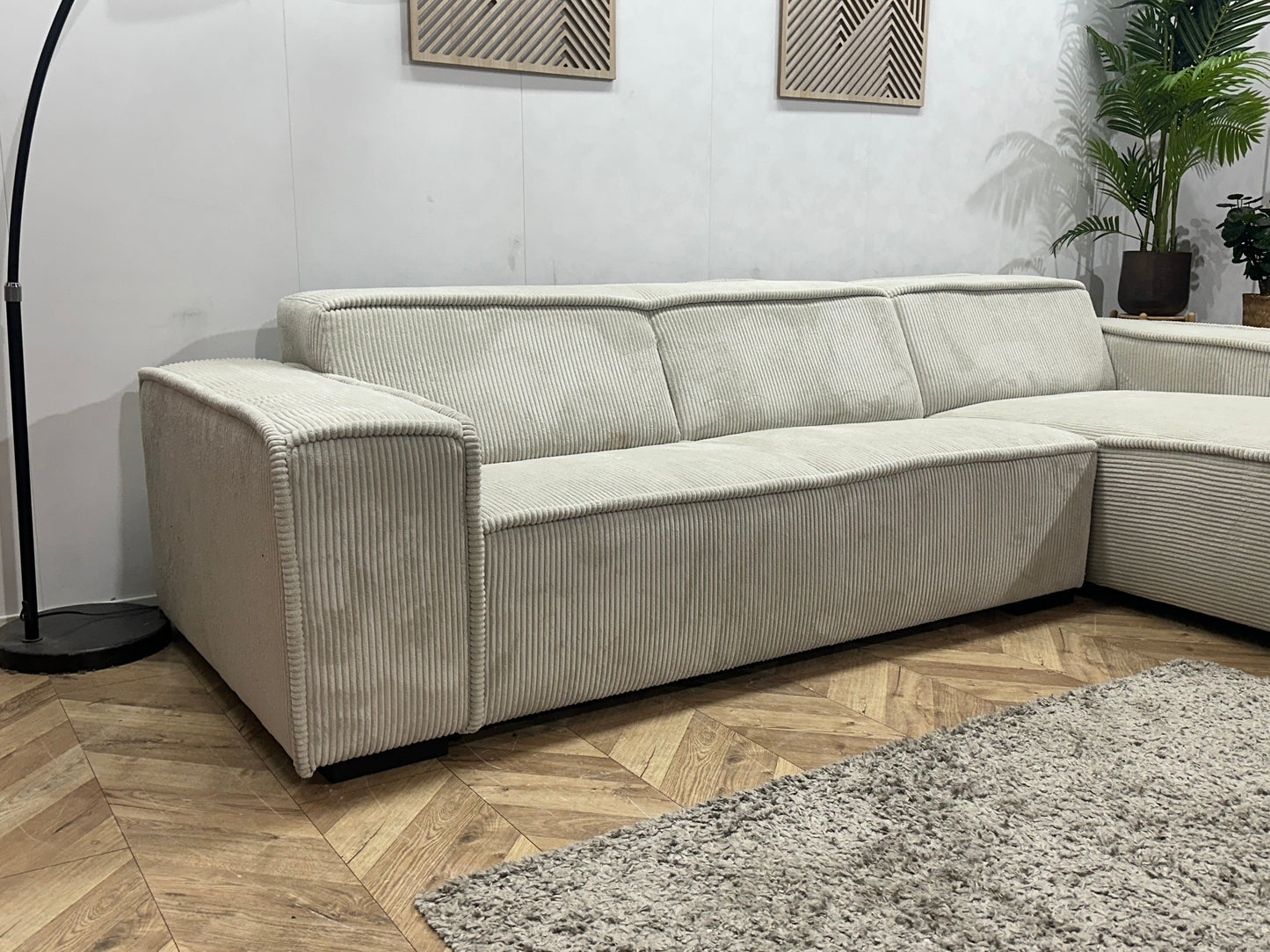 !Showroommodel! Witte Ribstof Hoekzetel