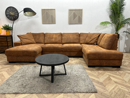 Cognac Bruine Suède Stoffen U Zetel ~ Losse Rug Kussens