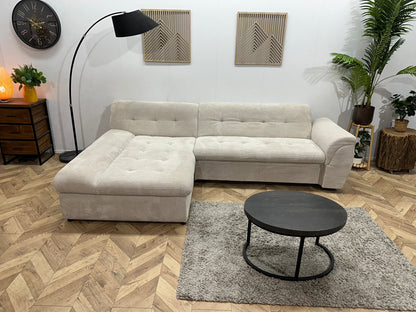 !Showroommodel! Crème Ribstof Hoekzetel ~ Opbergruimte
