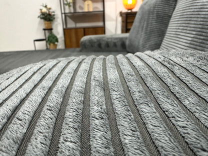 Antraciet Ribstof Hoekzetel ~ Losse Rugkussens Met Afneembare Hoezen