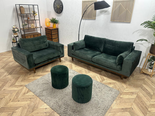 Groene Velvet Zetels Set Inc Hockers ~ Losse Kussens Met Afneembare Hoezen